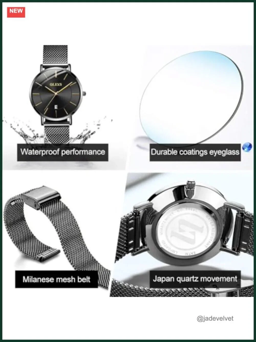 Women's Quartz Dress Watch Mesh Bracelet Analog Date Waterproof